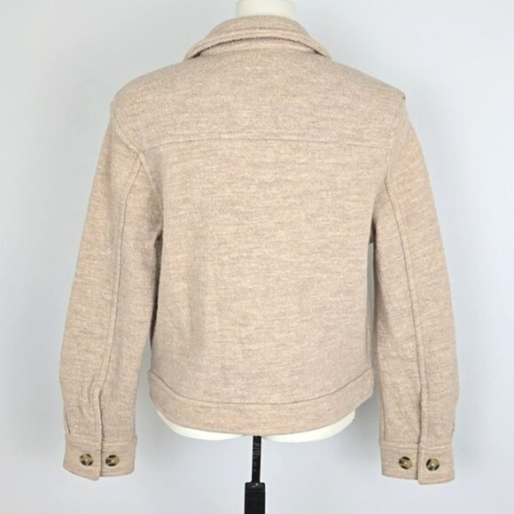 HUNTER Women's Button Down Collared Cream Merino Wool Jacket Pockets Size Small - Picture 5 of 16